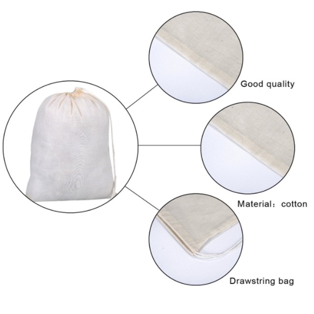Eco Cotton Muslin Bags With Drawstring For Storage Organisation - Custom Service And Factory Price