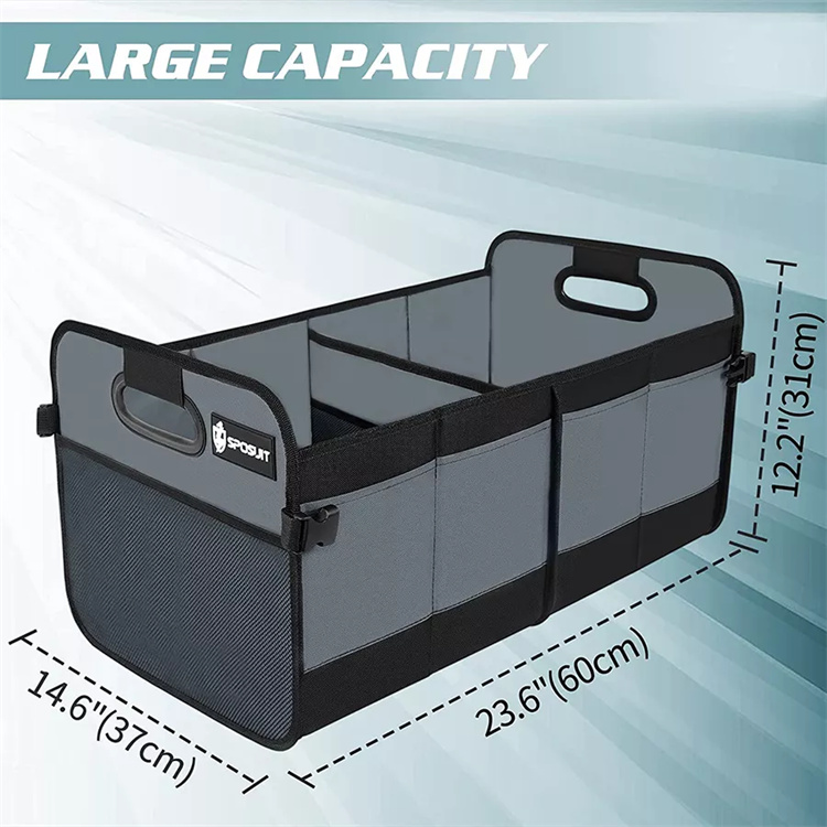 Collapsible Trunk Organizer in Car with 11 Pockets Reinforced Handles SUV Car Trunk Storage Organizer for Grocery Cargo