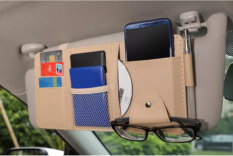 Multifunctional Organizer in Car Storage Pouch Wallet Sun Visor Organizer Card Holder 