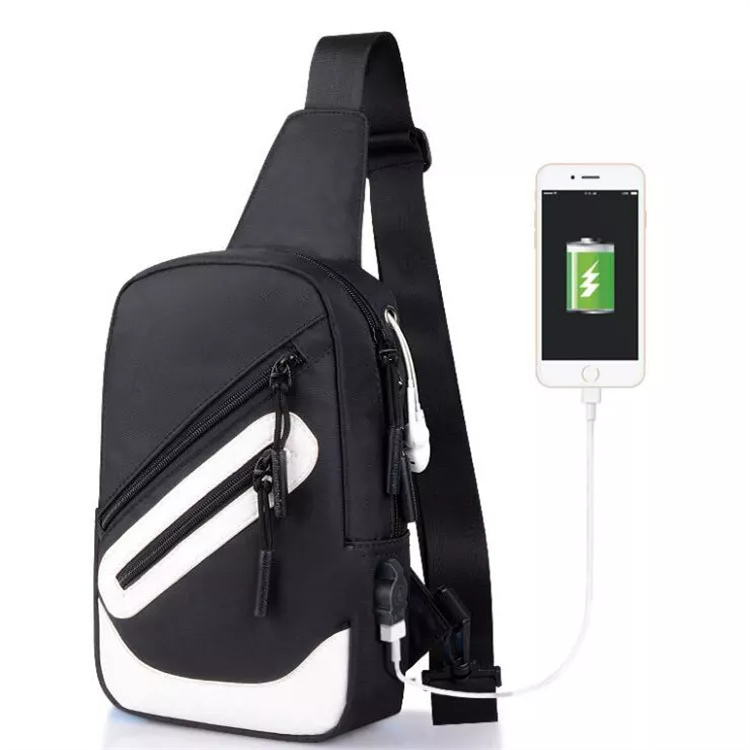 Oxford USB Charging Crossbody Bag Custom Printed Men Mini Designer Messenger Shoulder Chest Bag Smell Proof