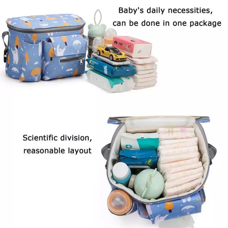 Multifunctional Mummy Organizer Stroller Storage Bags Hanging Diaper Bag with Bottle Holder for Woman