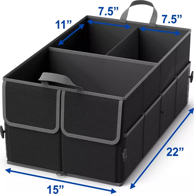 Heavy Duty Collapsible Vehicle Storage Box Trunk Organizer for Travel Camping Trip Storage Bag Jumbo Car Boot Organiser