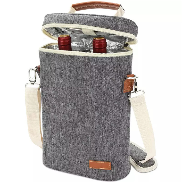Leakproof Travel Thermal Insulated Wine Cooler Tote Bag with Adjustable Shoulder Strap