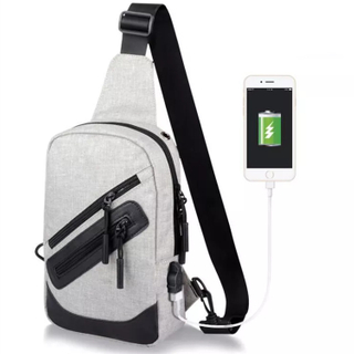 Oxford USB Charging Crossbody Bag Custom Printed Men Mini Designer Messenger Shoulder Chest Bag Smell Proof