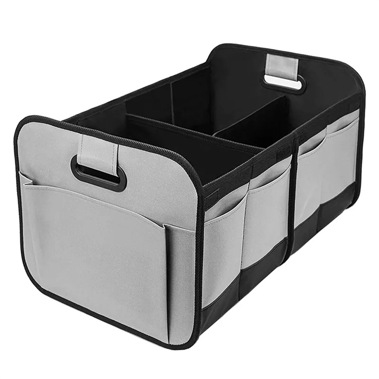 Multi Compartment Foldable Car Trunk Storage Organizer with Lid
