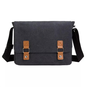 Luxury Leather Canvas College Sling Messenger Bags for Men 11 Inch Satchel Shoulder Bag Computer Laptop Bag