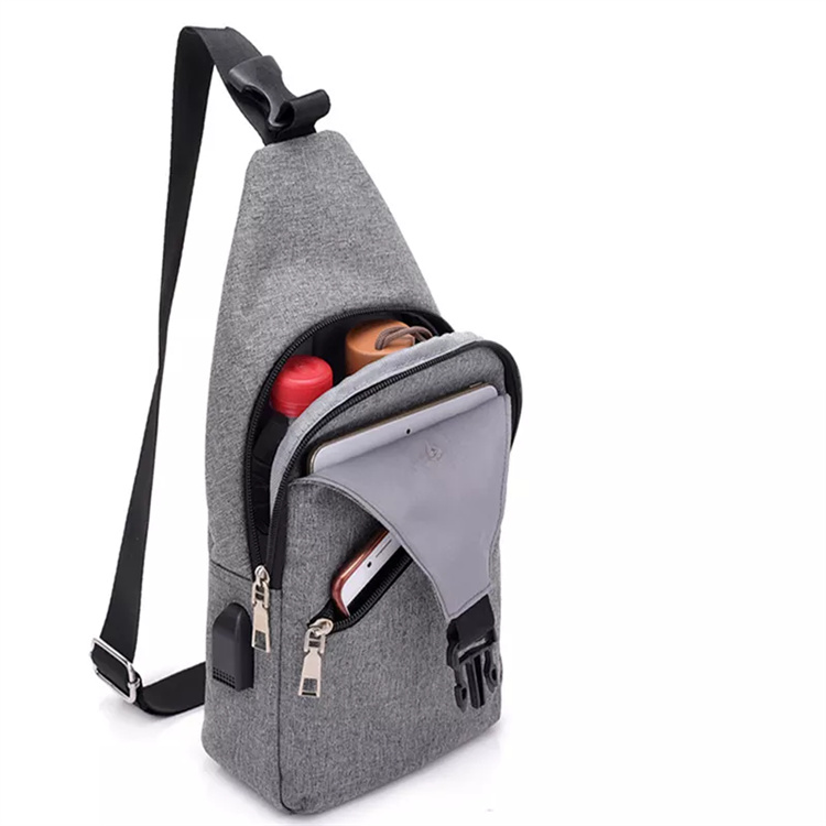 Wholesale Cheap Chest Bag Fashion Casual Shoulder Messenger Bag with USB Charging Port Man Crossbody Bag