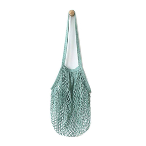 Reusable Portable Cotton Net String Bags For Shopping Storage With Long Handle