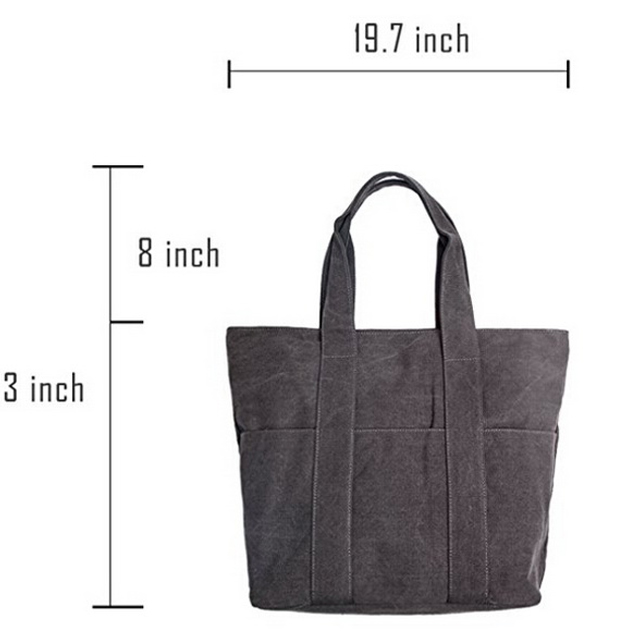 Large Cotton Canvas Shoulder Tote Bags With Heavy Duty Utility