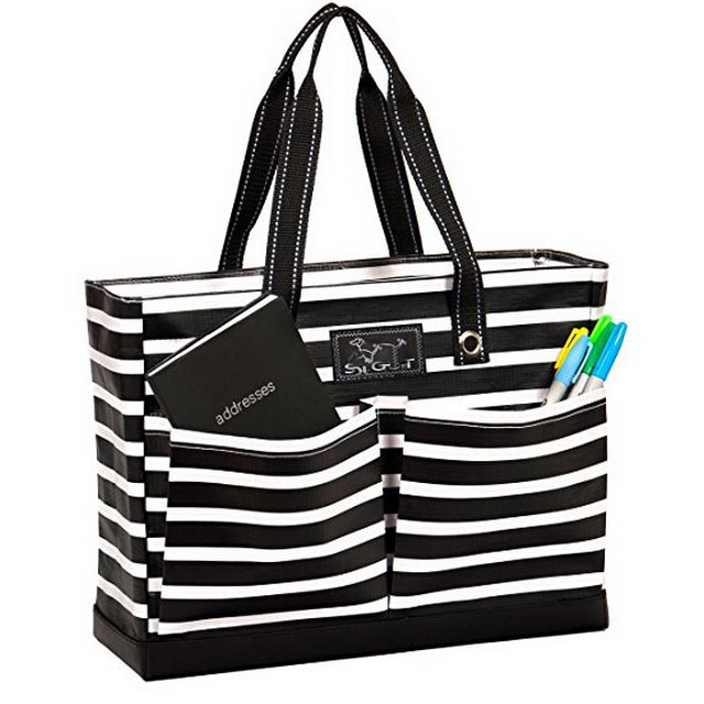 Laptop Tote Bag Multi Pockets Stripe Shopping Travel Bags