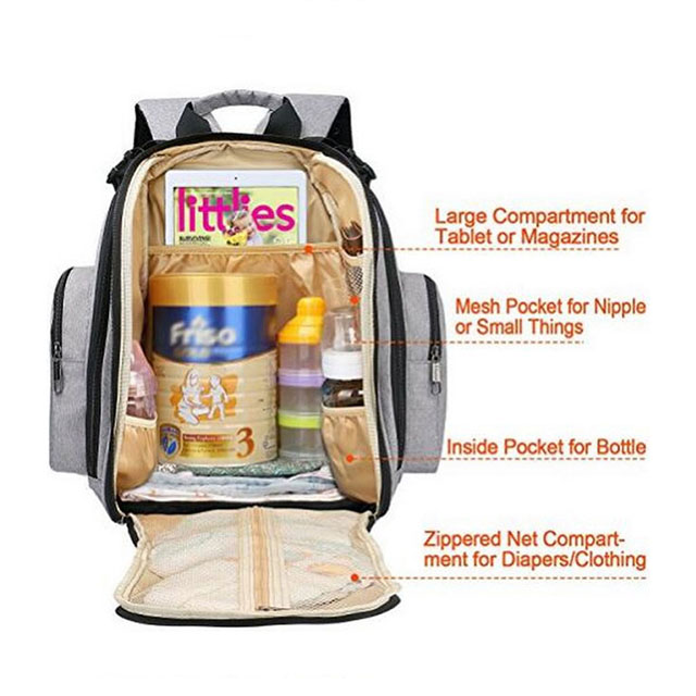 Waterproof Baby Insulated Nursing Bottle Bag - Nappy Bag Backpack